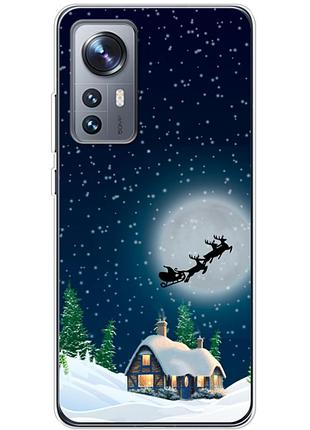 Чехол силиконовый с картинкой на xiaomi 12x (новогодний)