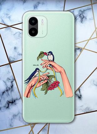 Прозрачный чехол на xiaomi redmi a1 ласточки (патриотический принт 15)