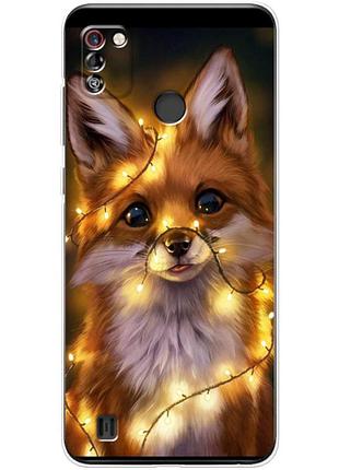 Чохол силіконовий з картинкою на tecno pop 4 pro (новорічний, лисичка)