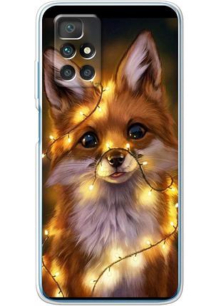 Чохол силіконовий з картинкою на xiaomi redmi 10 (новорічний, лисичка)