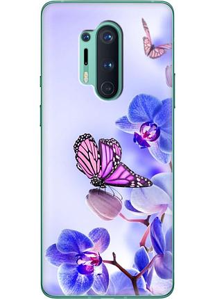 Чохол силіконовий з картинкою на oneplus 8 pro (квітка, метелик на орхідеї)