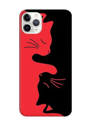 Матовый чехол с красными боками на iphone 11 pro max (6.5) :: кошечки (принт 118)