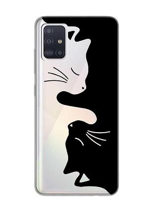 Прозрачный чехол на samsung galaxy a71/a715 кошечки (принт 118)