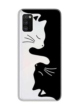 Прозрачный чехол на samsung galaxy a41 кошечки (принт 118)