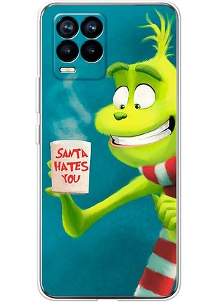 Чехол силиконовый с картинкой на realme 8 pro (новогодний, гринч)