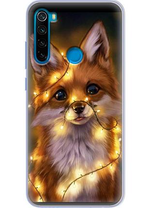Чохол силіконовий з картинкою на xiaomi redmi note 8 (новорічний, лисичка)