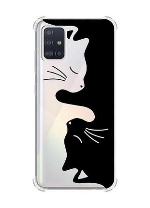 Чехол с утолщёнными углами на samsung galaxy a71 / a715 кошечки (принт 118)