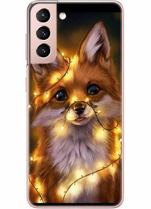 Чехол силиконовый с картинкой на samsung galaxy s21 (g991) (новогодний, лисичка)