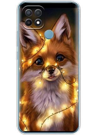 Чохол силіконовий з картинкою на oppo a15 (новорічний, лисичка)