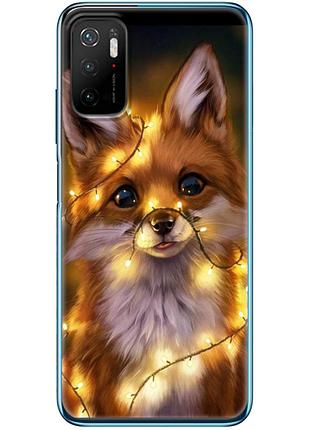 Чехол силиконовый с картинкой на xiaomi poco m3 pro (новогодний, лисичка)
