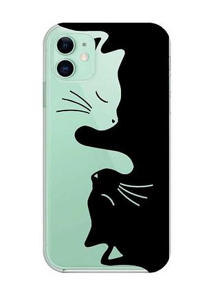 Прозрачный чехол на apple iphone 11 (6,1) кошечки (принт 118)