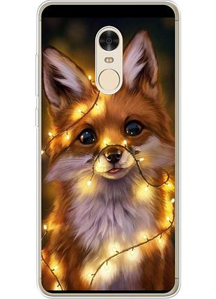 Чохол силіконовий з картинкою на xiaomi redmi note 4x (новорічний, лисичка)