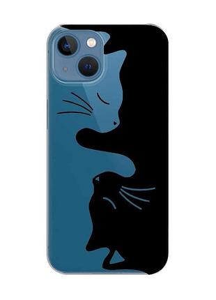 Прозрачный чехол на apple iphone 13 кошечки (принт 118)