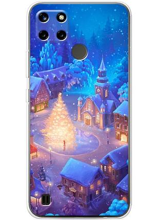 Чехол силиконовый с картинкой на realme c21y (новогодний)