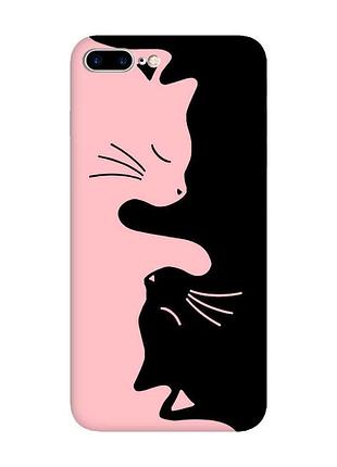 Матовый чехол с розовыми боками на apple iphone 7 plus/8 plus кошечки (принт 118)
