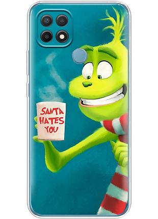 Чехол силиконовый с картинкой на oppo a15s (новогодний, гринч)