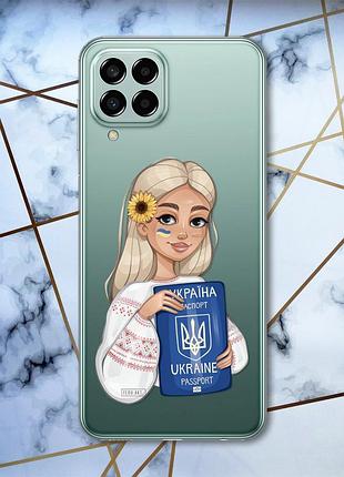 Прозрачный чехол на samsung galaxy m33 5g :: украинка с паспортом (патриотический принт 13)