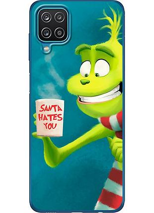 Чехол силиконовый с картинкой на samsung galaxy a12 (a125) (новогодний, гринч)