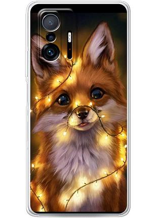 Чохол силіконовий з картинкою на xiaomi 11t (новорічний, лисичка)