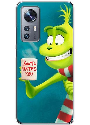 Чехол силиконовый с картинкой на xiaomi 12x (новогодний, гринч)