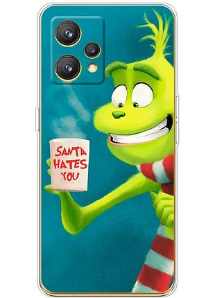 Чехол силиконовый с картинкой на realme 9 (новогодний, гринч)