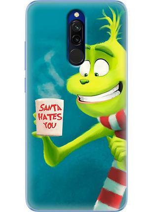 Чехол силиконовый с картинкой на xiaomi redmi 8 (новогодний, гринч)