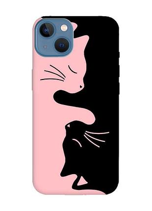 Матовий чохол з рожевими боками на apple iphone 13 котики (принт 118)
