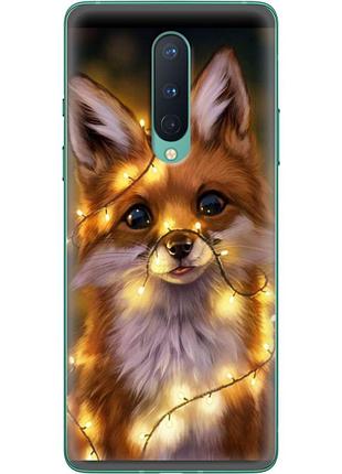 Чохол силіконовий з картинкою на oneplus 8 (новорічний, лисичка)