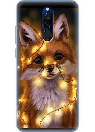Чехол силиконовый с картинкой на xiaomi redmi 8 (новогодний, лисичка)