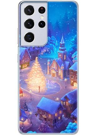 Чехол силиконовый с картинкой на samsung galaxy s21 ultra (g998) (новогодний)