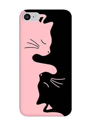 Матовый чехол с розовыми боками на iphone 7/8 кошечки (принт 118)