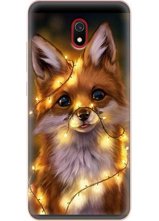 Чехол силиконовый с картинкой на xiaomi redmi 8a (новогодний, лисичка)
