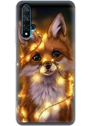 Чехол силиконовый с картинкой на huawei nova 5t (новогодний, лисичка)
