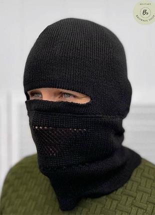 Балаклава трансформер peack black / тактична армійська в'язана чорна балаклава (арт. 13135)