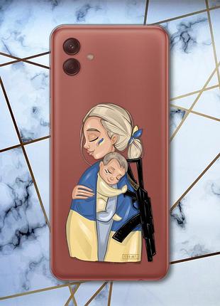 Прозрачный чехол на samsung galaxy a04 защитница (патриотический принт 21)