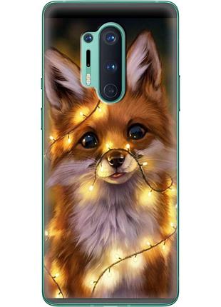 Чехол силиконовый с картинкой на oneplus 8 pro (новогодний, лисичка)