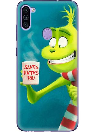 Чехол силиконовый с картинкой на samsung galaxy m11 (m115) (новогодний, гринч)