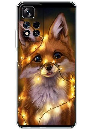 Чохол силіконовий з картинкою на xiaomi redmi note 11 pro plus 5g (новорічний, лисичка)