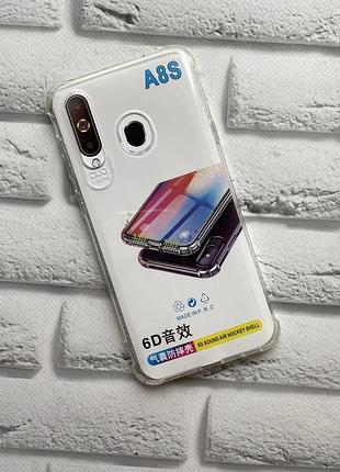 Силиконовый прозрачный чехол с утолщёнными углами для samsung a8s