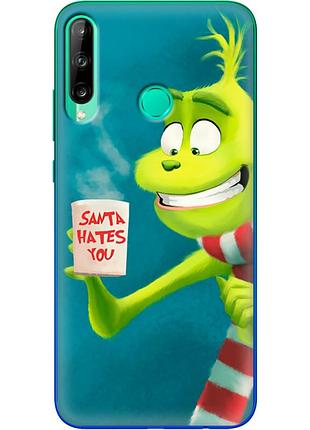 Чехол силиконовый с картинкой на huawei p40 lite e (новогодний, гринч)