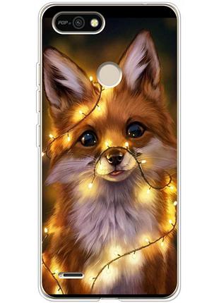 Чехол силиконовый с картинкой на tecno pop 2f (новогодний, лисичка)