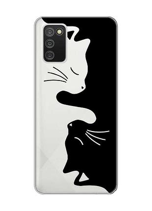 Прозрачный чехол для samsung galaxy a02s кошечки (принт 118)