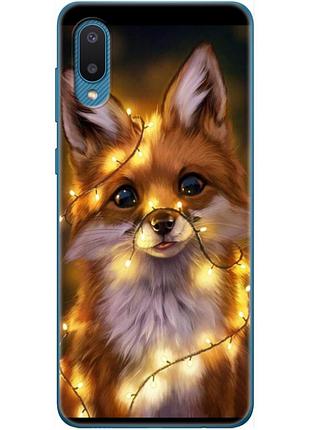 Чехол силиконовый с картинкой на samsung galaxy a02 (a022) (новогодний, лисичка)