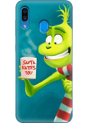 Чехол силиконовый с картинкой на samsung galaxy a20 (a205) (новогодний, гринч)