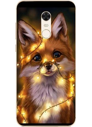 Чехол силиконовый с картинкой на xiaomi redmi 5 plus (новогодний, лисичка)