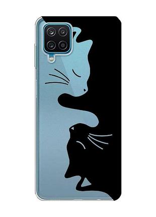 Прозрачный чехол на samsung a12 4g кошечки (принт 118)