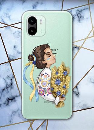 Прозрачный чехол на xiaomi redmi a1 украинка с колосьями (патриотический принт 172)