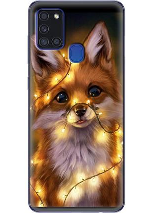 Чехол силиконовый с картинкой на samsung galaxy a21s (a217) (новогодний, лисичка)
