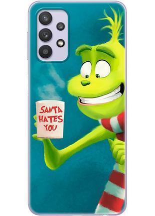 Чехол силиконовый с картинкой на samsung galaxy a32 4g (a325) (новогодний, гринч)