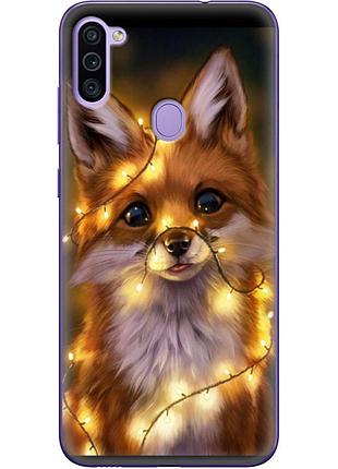 Чехол силиконовый с картинкой на samsung galaxy m11 (m115) (новогодний, лисичка)